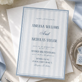 Convites Casamento com Poeira Azul Elegante em Letra de For