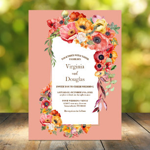 Convites Casamento com Poppies Coloridos