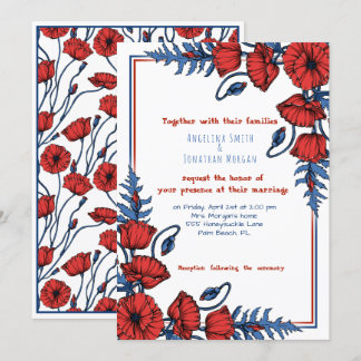 Convites Casamento com Poppy Floral Personalizado