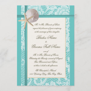 Convites Casamento com Praia de Lace Aqua