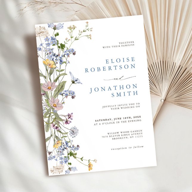 Convites Casamento com primavera Wildflower Meadow Garden (Spring Wildflower Meadow Garden Wedding Invitation)