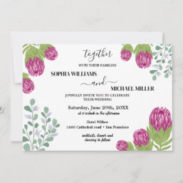 Convites Casamento com Protea Flower Garden