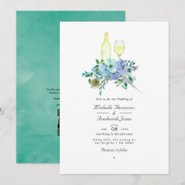 Convites Casamento com Provando de vinho de mint e Blue Boh