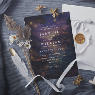 Convites Casamento com QR Code de Lanternas Emaranhadas Ele