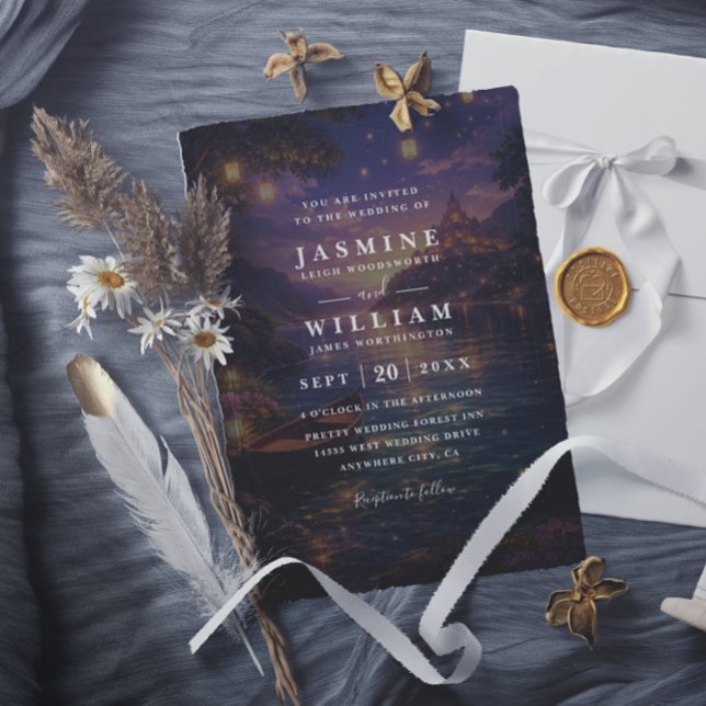 Convites Casamento com QR Code de Lanternas Emaranhadas Ele (Criador carregado)