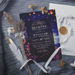 Convites Casamento com QR Code de Lanternas Emaranhadas Ele