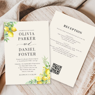 Convites Casamento com QR Code de Limão Italiano Elegante