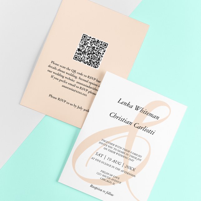 Convites Casamento com QR-Code e E comercial em Pele de Pês (Criador carregado)