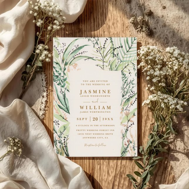 Convites Casamento com QR Code Elegante de Destino Tropical (Criador carregado)