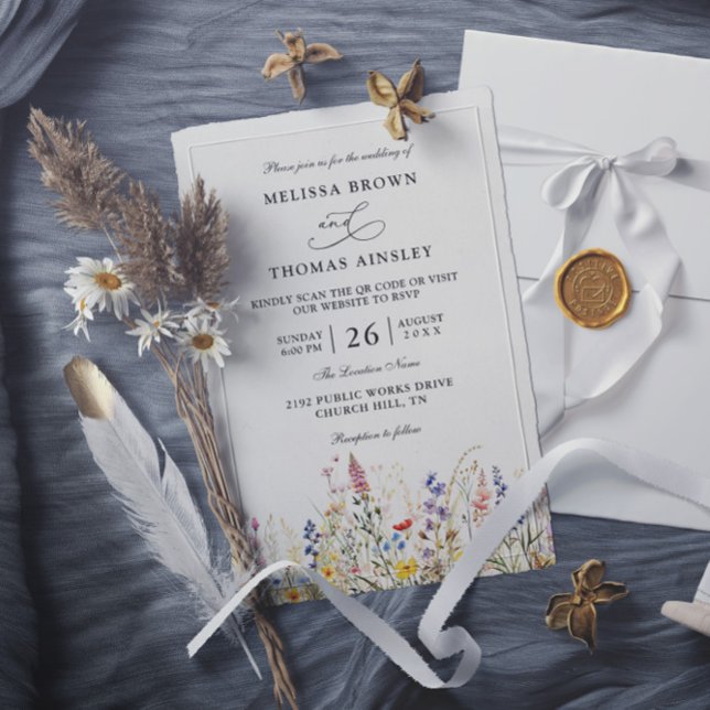 Convites Casamento com QR Code Elegante Moderno e Orçamento (Criador carregado)