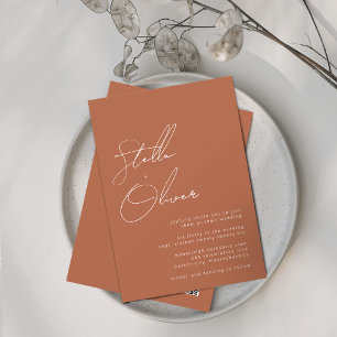 Convites Casamento com QR Code em Caligrafia de Terracota R