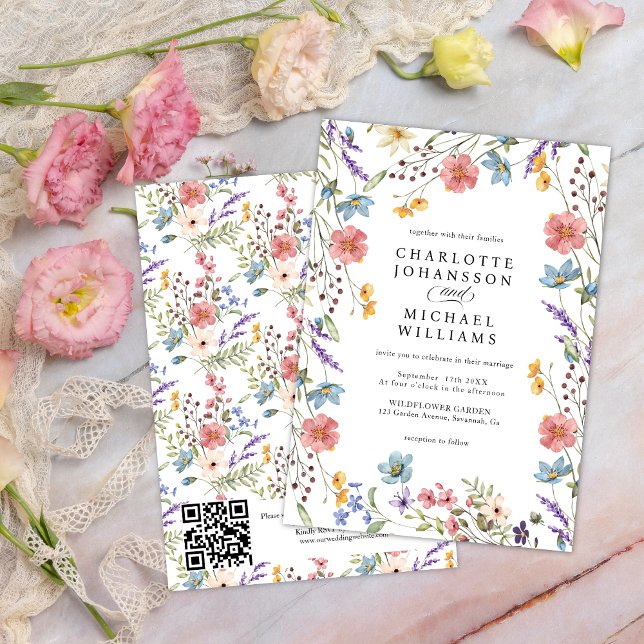 Convites Casamento com QR Code para Jardim Rústico Moderno  (Criador carregado)