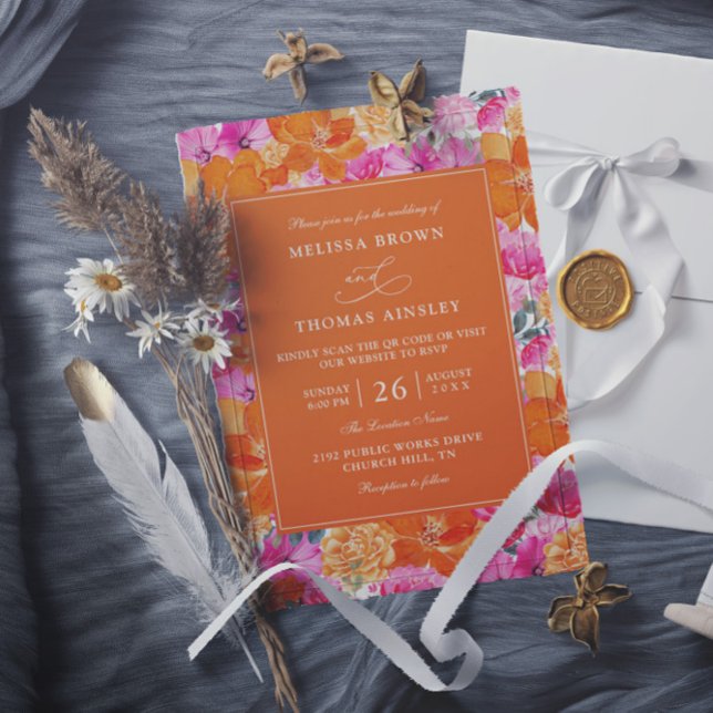 Convites Casamento com QR Code para Orçamento de Jardim Ros (Criador carregado)
