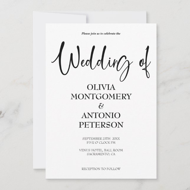 Convites Casamento com QR Code Simples Minimalista Moderno (Frente)