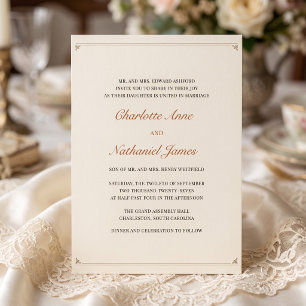 Convites Casamento com Quadro de Canto de Rolo Ornamentado