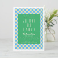 Casamento com Quadro de Verificação Verde e Azul