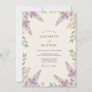 Convites Casamento com Ramo de Wisteria Violeta