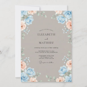Convites Casamento com Ranúnculo de Eucalipto Azul-Taupe