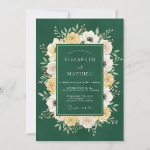 Convites Casamento com Ranúnculo Dourado e Eucalipto Esmera