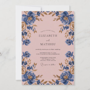 Convites Casamento com Ranúnculo Eucalipto Roxo Índigo