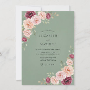 Convites Casamento com Ranúnculo Olive Berry