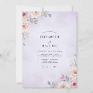 Convites Casamento com Ranúnculo Salvia Roxo Desbotado