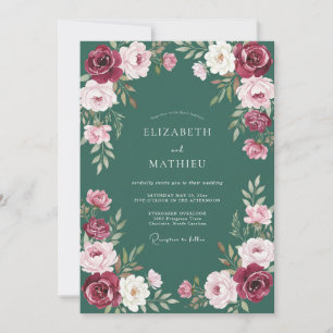 Convites Casamento com Ranunculus Azul-turquesa Profundo e