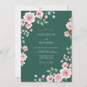 Convites Casamento com Ranunculus Azul Turquesa Profundo e
