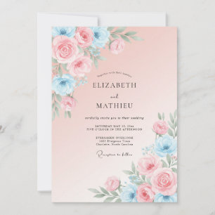 Convites Casamento com Ranunculus Eucalipto Azul Bege