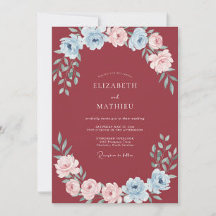 Convites Casamento com Ranunculus Eucalipto Azul Escuro