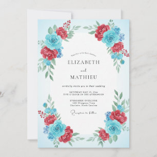 Convites Casamento com Ranunculus Eucalipto Azul Rubi