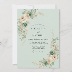 Convites Casamento com Ranunculus Eucalipto e Tons de Celad