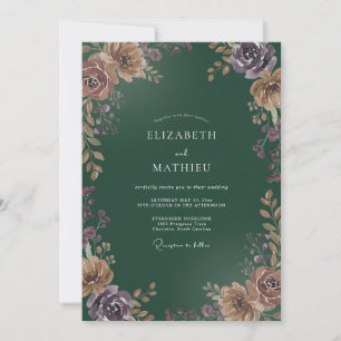 Convites Casamento com Ranunculus Eucalipto Roxo Sujo de Fl
