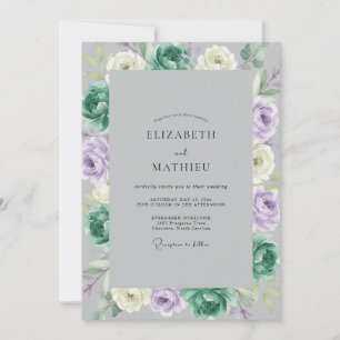 Convites Casamento com Ranunculus Eucalipto Teal Lavanda