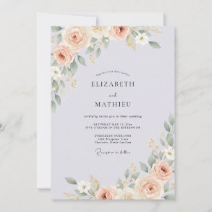 Convites Casamento com Ranunculus Eucalipto Violeta Pálido