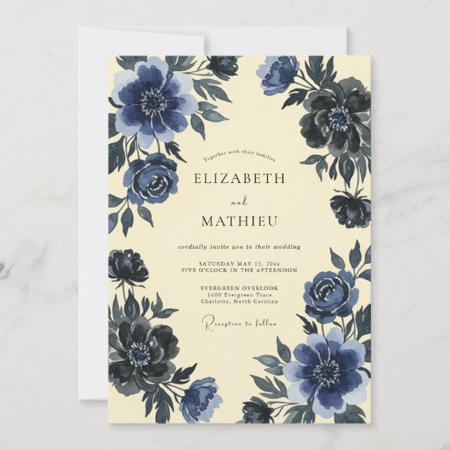 Convites Casamento com Ranunculus Eucalyptus em Tons de Índ (Frente)