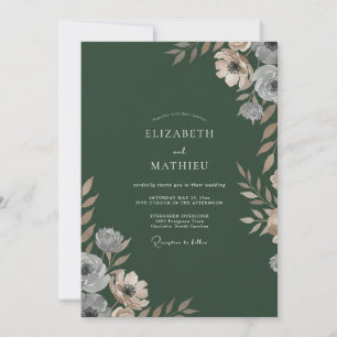 Convites Casamento com Ranunculus Taupe e Eucalipto na Flor