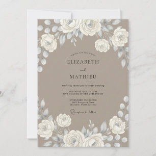 Convites Casamento com Redemoinho Floral Creme
