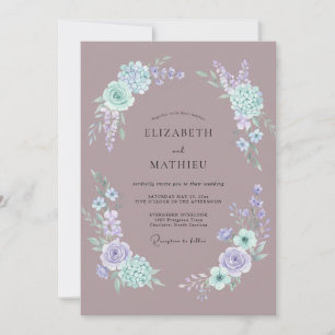 Convites Casamento com Redemoinho Floral Malva