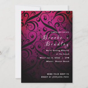 Convites Casamento com Redemoinho Floral Rosa-Roxo