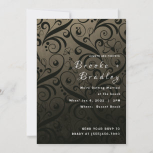 Convites Casamento com Redemoinho Floral Verde Oliva