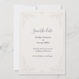 Convites Casamento com renda damasco elegante em branco est