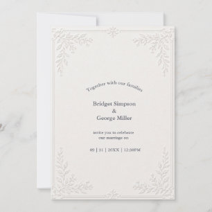 Convites Casamento com Renda Damask Estilosa Branca Elegant