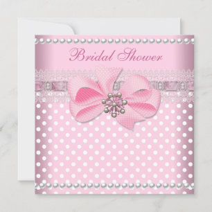 Convites Casamento com rendas de manchas cor-de-rosa chá de