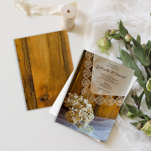 Convites Casamento com rendas e flores