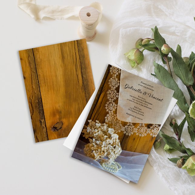 Convites Casamento com rendas e flores (Criador carregado)