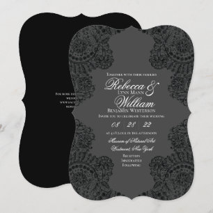 Convites Casamento com rendas gótico preto