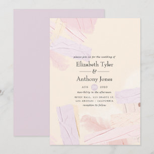 Convites Casamento com respingo de tinta rosa pastel e lava