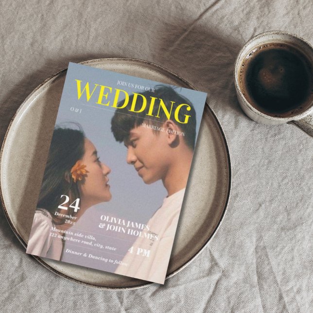 Convites Casamento com revista de código QR retrô (Criador carregado)