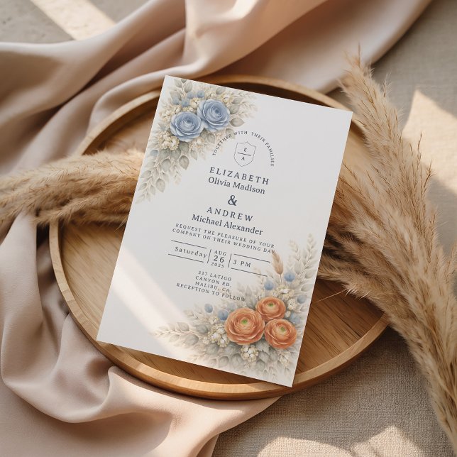 Convites Casamento com Rosa Azul Botânica (Criador carregado)